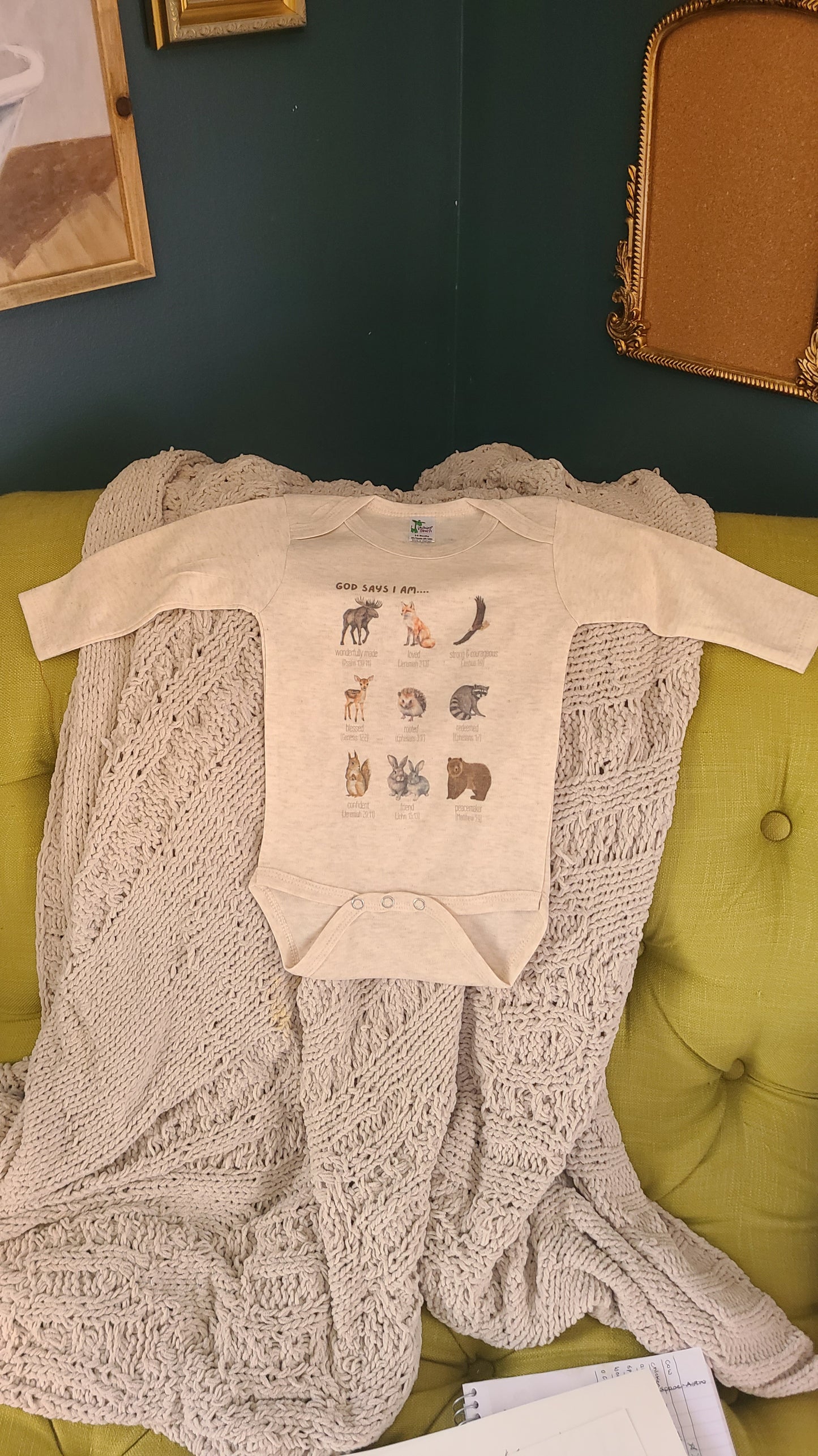 God says I am: Woodland Creatures Onsie