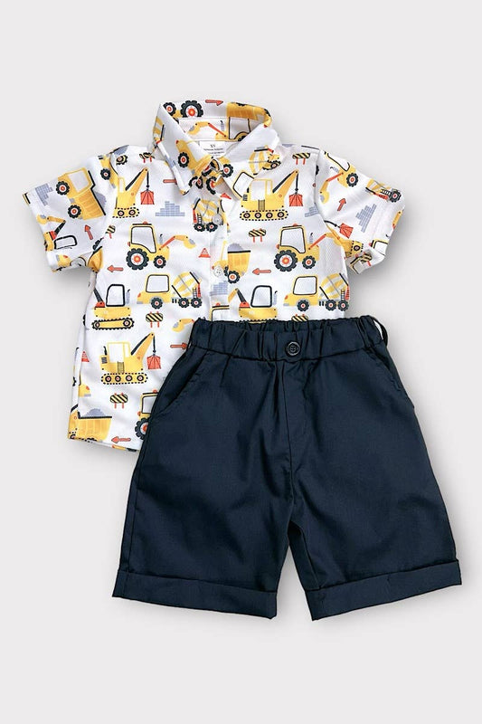 CONSTRUCTION TRUCK PRINTED BOYS SET