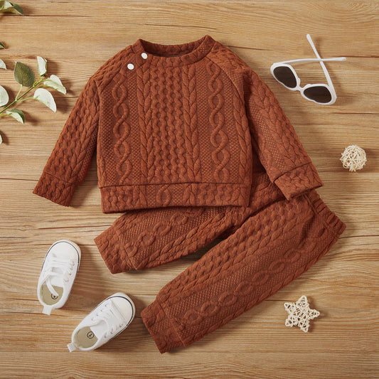 2 pc Solid Long-sleeve Set