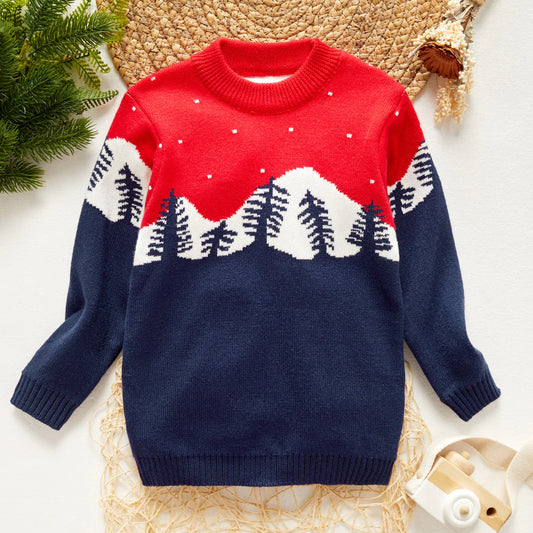 Christmas Tree Embroidery Knit Sweater